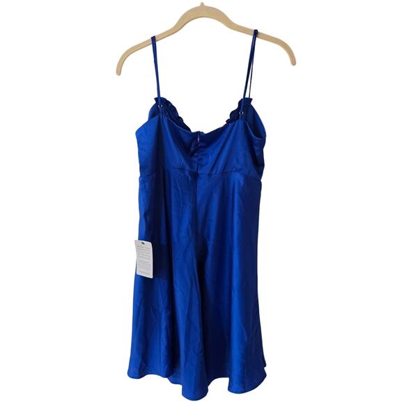 NWT ASTR the Label Satin Tie Front Blue Tank Mini Dress Sexy Short Size L Large - Picture 5 of 9